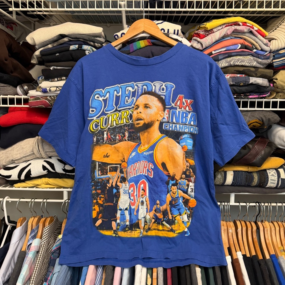 Marino Morwood T-Shirt Mens L Blue Steph Curry NBA Champion Graphic‎ Tee Vintage